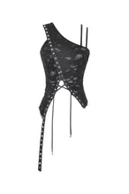 Load image into Gallery viewer, Asymmetrical Ripped  Punk Cut-Out Top with Straps and Lace-Up Detail TW651