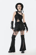 Load image into Gallery viewer, Asymmetrical Ripped  Punk Cut-Out Top with Straps and Lace-Up Detail TW651