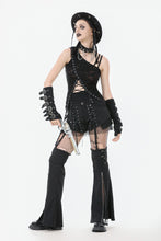 Load image into Gallery viewer, Asymmetrical Ripped  Punk Cut-Out Top with Straps and Lace-Up Detail TW651