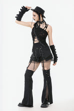 Load image into Gallery viewer, Asymmetrical Ripped  Punk Cut-Out Top with Straps and Lace-Up Detail TW651