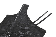 Load image into Gallery viewer, Asymmetrical Ripped  Punk Cut-Out Top with Straps and Lace-Up Detail TW651