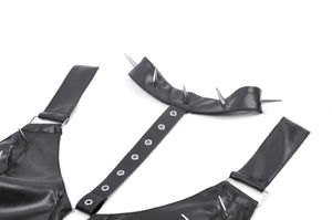 Metal Studded Punk Corset Bra with Adjustable Clasps TW655