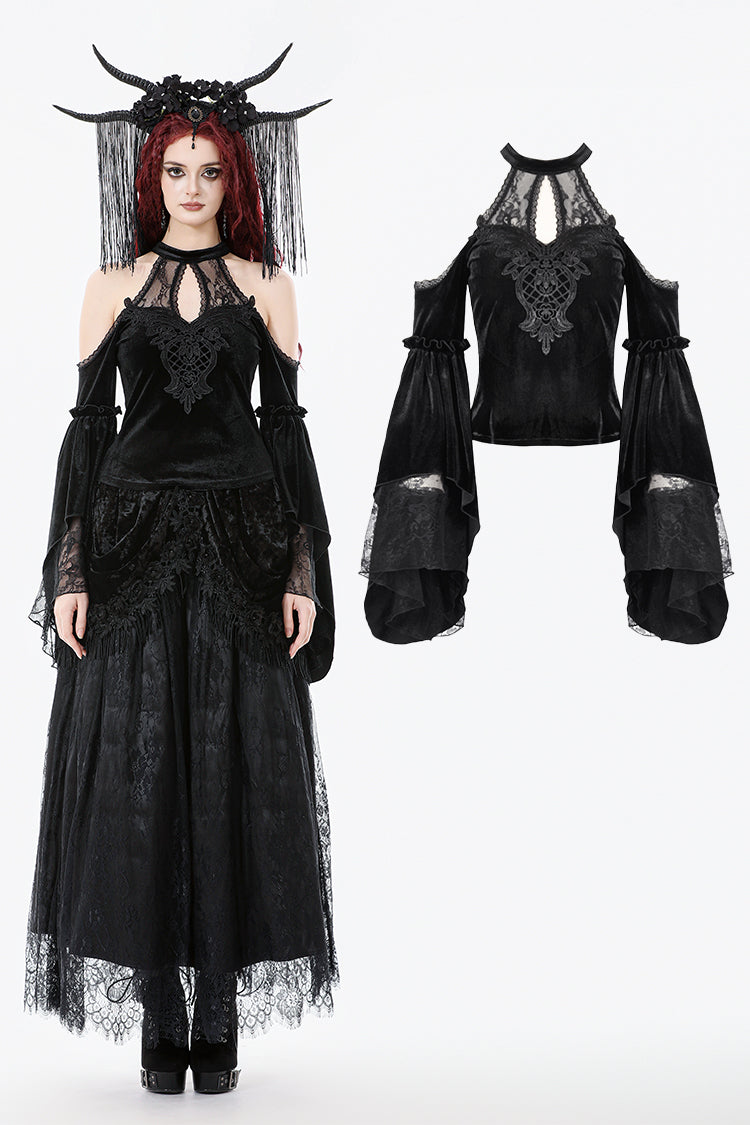 Gothic Court Lace Teardrop Cutout Top TW660