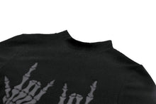Load image into Gallery viewer, Punk Skeleton Hand Leather Appliqué Embroidered Mock Neck Tee TW661