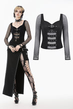 Load image into Gallery viewer, Punk Knitted Top with Mesh Panels and Buckle Details TW663