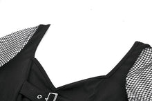 Load image into Gallery viewer, Punk Knitted Top with Mesh Panels and Buckle Details TW663