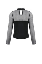 Load image into Gallery viewer, Punk Knitted Top with Mesh Overlay and Shoulder Buckle Details TW665