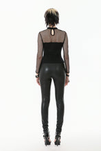 Load image into Gallery viewer, Punk Knitted Top with Mesh Overlay and Shoulder Buckle Details TW665