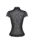 Load image into Gallery viewer, Black Floral Lace High-Neck Gothic Shoulder-Mantle Corset Top TW669