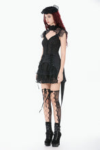 Load image into Gallery viewer, Black Floral Lace High-Neck Gothic Shoulder-Mantle Corset Top TW669
