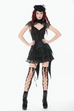 Load image into Gallery viewer, Black Floral Lace High-Neck Gothic Shoulder-Mantle Corset Top TW669