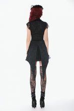 Load image into Gallery viewer, Black Floral Lace High-Neck Gothic Shoulder-Mantle Corset Top TW669