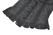 Load image into Gallery viewer, Black Floral Lace High-Neck Gothic Shoulder-Mantle Corset Top TW669