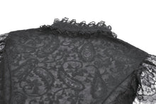 Load image into Gallery viewer, Black Floral Lace High-Neck Gothic Shoulder-Mantle Corset Top TW669