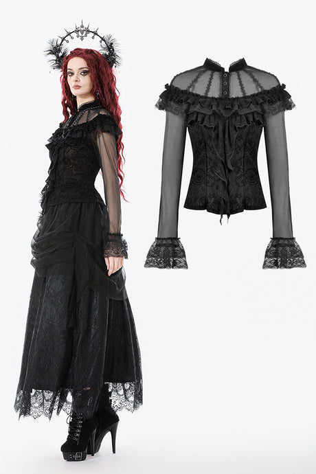 Gothic Rose Sheer Court Top TW670