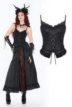 Load image into Gallery viewer, Black Lace Court Lace-Up Camisole TW672
