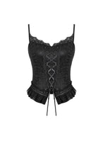 Load image into Gallery viewer, Black Lace Court Lace-Up Camisole TW672