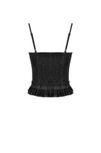Load image into Gallery viewer, Black Lace Court Lace-Up Camisole TW672