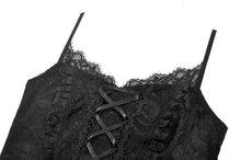 Load image into Gallery viewer, Black Lace Court Lace-Up Camisole TW672