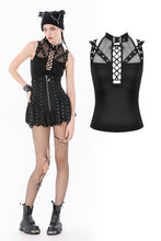 Load image into Gallery viewer, Dark Punk Mesh Strap Lace-Up Top TW673
