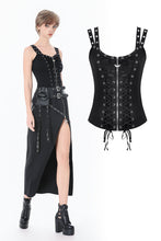 Load image into Gallery viewer, Punk Metal Distressed Knit Lace-Up Vest TW674