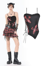 Load image into Gallery viewer, Punk Plaid Cross Strap Top TW676