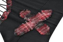 Load image into Gallery viewer, Punk Plaid Cross Strap Top TW676