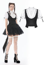 Load image into Gallery viewer, Court-Style Black White Lace Blouse TW677