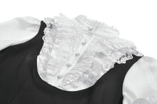 Load image into Gallery viewer, Court-Style Black White Lace Blouse TW677