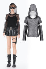 Load image into Gallery viewer, Punk Mesh Hollow-Out Hooded Top TW678