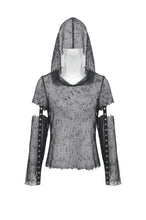 Load image into Gallery viewer, Punk Mesh Hollow-Out Hooded Top TW678