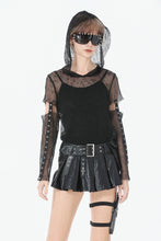 Load image into Gallery viewer, Punk Mesh Hollow-Out Hooded Top TW678