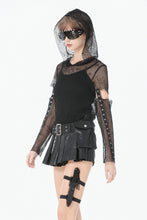 Load image into Gallery viewer, Punk Mesh Hollow-Out Hooded Top TW678
