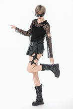 Load image into Gallery viewer, Punk Mesh Hollow-Out Hooded Top TW678