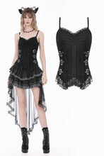 Load image into Gallery viewer, Imprisoned Psalms - Gothic Revivial Cami Top with Metallic Buckle Straps and Sheer Lace Patchwork TW686