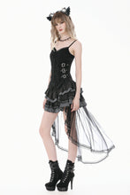 Load image into Gallery viewer, Imprisoned Psalms - Gothic Revivial Cami Top with Metallic Buckle Straps and Sheer Lace Patchwork TW686