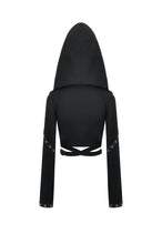 Load image into Gallery viewer, Punk Dark-Wear Hooded Crop Top with Cold-Shoulde and Metallic Pin-Chain Accents TW687