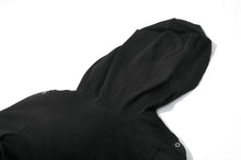 Load image into Gallery viewer, Punk Dark-Wear Hooded Crop Top with Cold-Shoulde and Metallic Pin-Chain Accents TW687