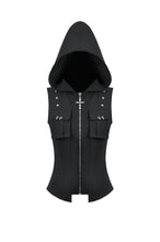 Load image into Gallery viewer, Dark Rebel Shadow Gothic Punk Hooded Vest TW688