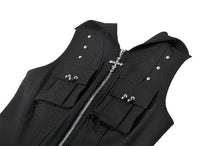 Load image into Gallery viewer, Dark Rebel Shadow Gothic Punk Hooded Vest TW688