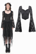 Load image into Gallery viewer, Phantom Butterfly - Gothic Dark Heart-Neck All-Over Lace Bell-Sleeve Slim Top TW689