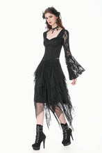 Load image into Gallery viewer, Phantom Butterfly - Gothic Dark Heart-Neck All-Over Lace Bell-Sleeve Slim Top TW689