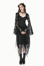 Load image into Gallery viewer, Phantom Butterfly - Gothic Dark Heart-Neck All-Over Lace Bell-Sleeve Slim Top TW689