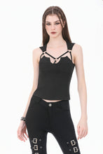Load image into Gallery viewer, Dark Functional Style Metal Ring Strap Fitted Tank Top TW691