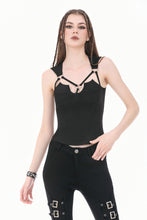 Load image into Gallery viewer, Dark Functional Style Metal Ring Strap Fitted Tank Top TW691