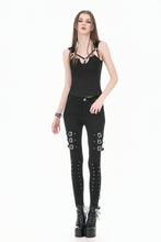 Load image into Gallery viewer, Dark Functional Style Metal Ring Strap Fitted Tank Top TW691