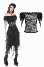Load image into Gallery viewer, Gothic Romantic Off-Shoulder Sheer Lace Top with Ethereal Winged Sleeves TW693