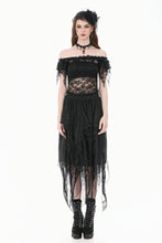 Load image into Gallery viewer, Gothic Romantic Off-Shoulder Sheer Lace Top with Ethereal Winged Sleeves TW693