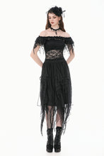 Load image into Gallery viewer, Gothic Romantic Off-Shoulder Sheer Lace Top with Ethereal Winged Sleeves TW693