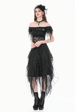 Load image into Gallery viewer, Gothic Romantic Off-Shoulder Sheer Lace Top with Ethereal Winged Sleeves TW693